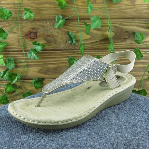 Cliffs by White Mountain Chrystal Rhinestone Women Gladiator Sandal Sz 9.5 Brown - Picture 1 of 9